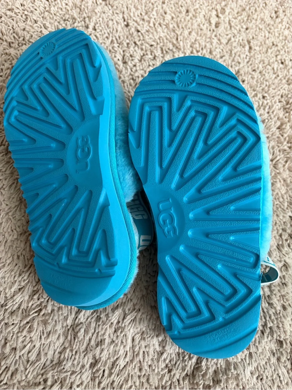 UGG Aqua Blue Plush Shearling Slip-On Clogs